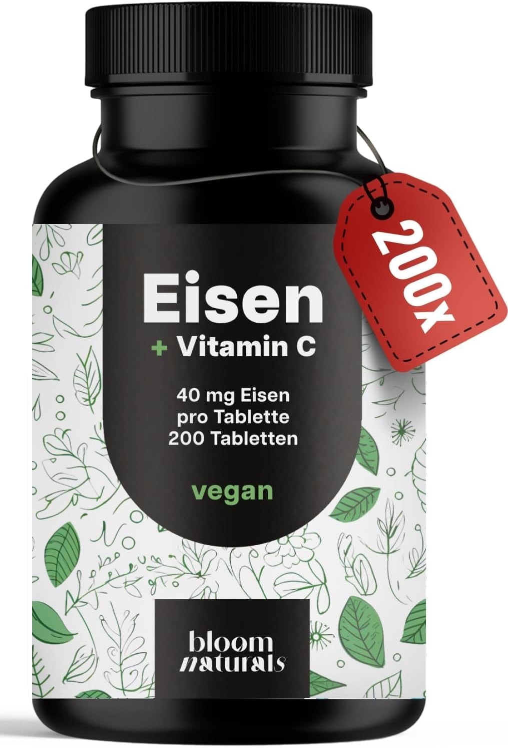Produktbild von Bewertung Bloom Naturals Eisen hochdosiert