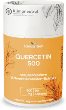 Produktbild von Bewertung sanutrition Quercetin 500 mg pro Kapsel 90 Kapseln Pflanzenstoff Bioflavonoid gute Bioverfügbarkeit und Verträglichkeit Vegan