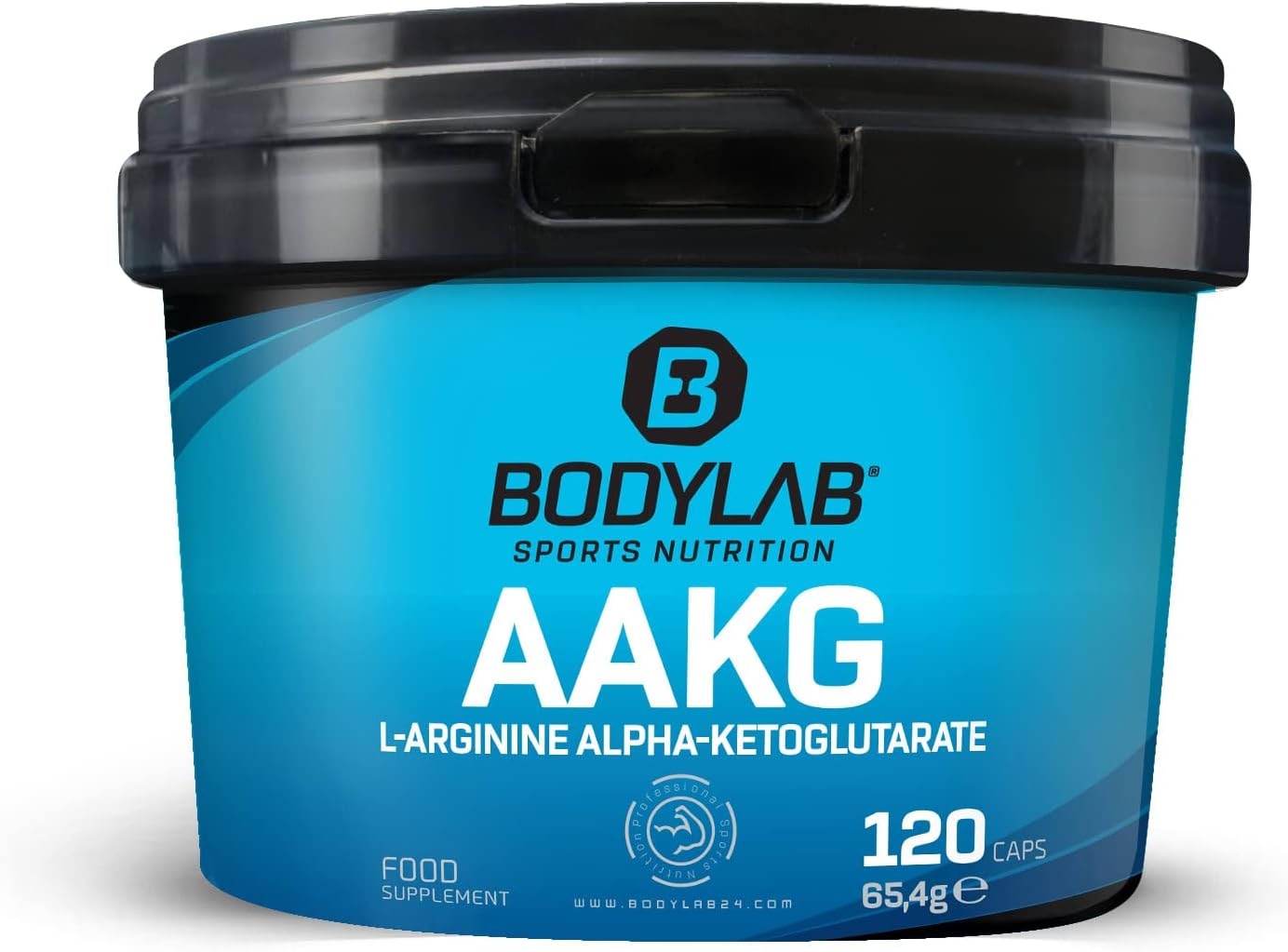 Produktbild von Bewertung Bodylab24 AAKG 120 Kapseln Arginin-Alpha-Ketoglutarat hochdosiert Pre-Workout Supplement geschmacksneutral zuckerfrei