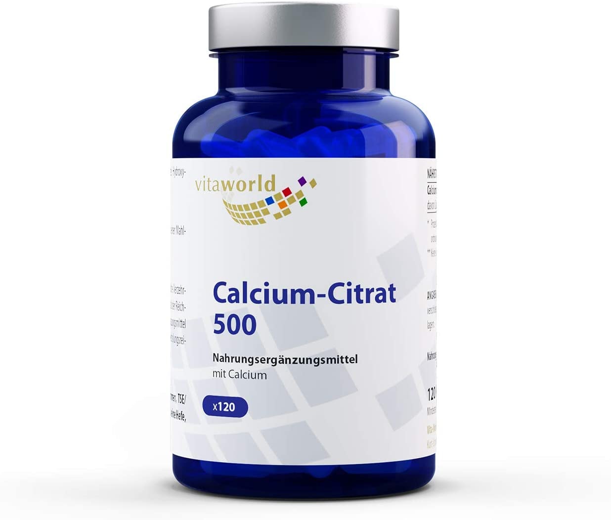 Produktbild von Vita World - 3er Pack Vita World Calciumcitrat 500mg 360 Kapseln Apotheker-Herstellung Calcium citrat
