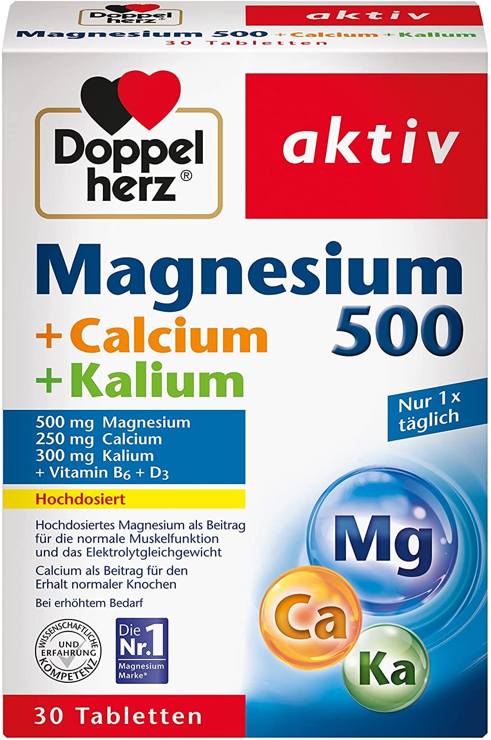 Produktbild von Doppelherz Magnesium Calcium Kalium Hochdosiertes Magnesium als Beitrag für die normale Muskelfunktion – 30 Tabletten