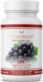 VITACONCEPT OPC Traubenkernextrakt Kapseln hochdosiert 120 vegane Kapseln 100% natürliches Antioxidans laborgeprüft in Deutschland
