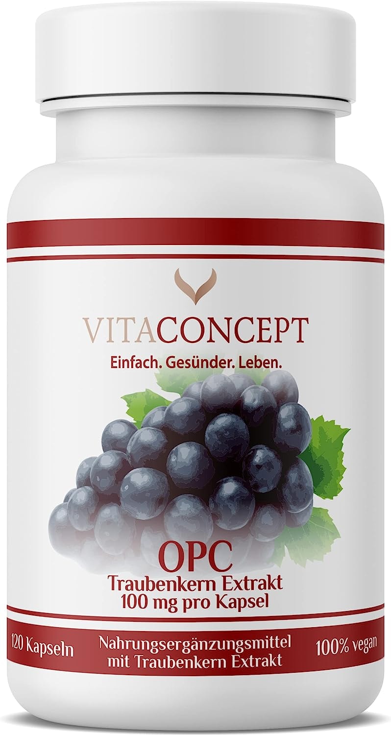 Produktbild von Bewertung VITACONCEPT OPC Traubenkernextrakt Kapseln hochdosiert 240 vegane Kapseln 100% natürliches Antioxidans laborgeprüft in Deutschland