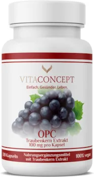 Produktbild von Bewertung VITACONCEPT OPC Traubenkernextrakt Kapseln hochdosiert 240 vegane Kapseln 100% natürliches Antioxidans laborgeprüft in Deutschland