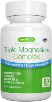 Produktbild von Bewertung Igennus Healthcare Nutrition Dreifach Magnesiumkomplex aus Magnesium Glycinat Magnesiumcitrat Magnesium Taurate verträgliche Magnesium Tabletten Vegan 60 Tabletten von Igennus