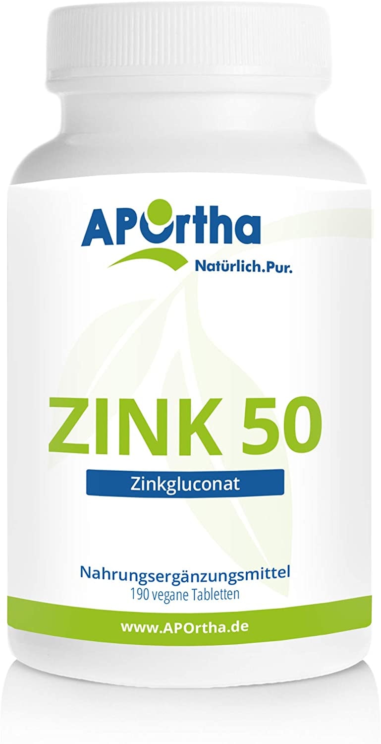 Produktbild von APOrtha - Zink 50 mg Zinkgluconat - 190 Tabletten / Kapseln hochdosiert, vegan