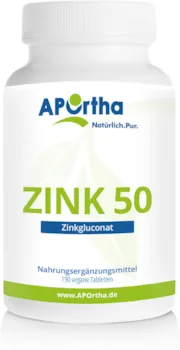 Produktbild von APOrtha - Zink 50 mg Zinkgluconat - 190 Tabletten / Kapseln hochdosiert, vegan