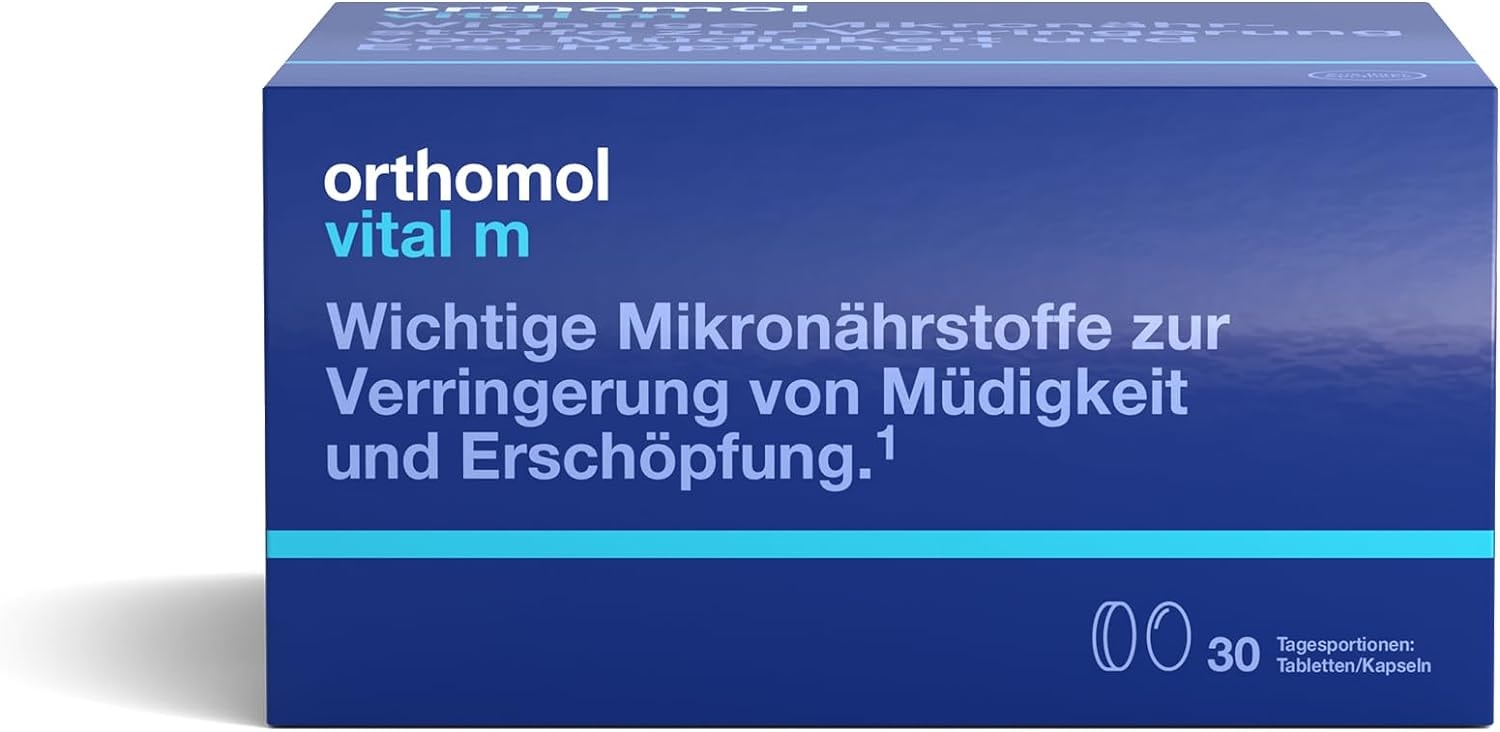Produktbild von Bewertung Orthomol Vital m Mikronährstoffe für Männer bei Müdigkeit mit B Vitaminen Omega 3Fettsäuren und Magnesium Tabletten/Kapseln 30 Tagesportionen