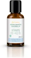 Heidelberger Chlorella – Vitamin D3 + K2 Öl, optimale flüssige Dosierung, vegetarisch, erdnuss- und sojafrei, hergestellt in Deutschland, 30 ml (600 Tropfen), 20 µg / 800 I.E.