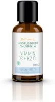 Produktbild von Bewertung Heidelberger Chlorella Vitamin D3 mit K2 Öl in optimaler flüssiger Dosierung vegetarisch, erdnuss- und sojafrei, hergestellt in Deutschland, 30 ml (600 Tropfen), 20 µg / 800 I.E.