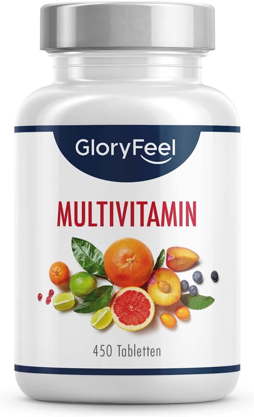 Produktbild von GloryFeel Multivitamin Hochdosiert 450 Tabletten 15 Monate Alle Wertvollen A-Z Vitamine und Mineralstoffe - Unterstützt das Immunsystem** - Laborgeprüft ohne Zusätze in Deutschland hergestellt
