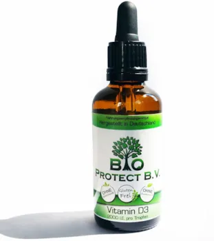 Bio Protect BV Vitamin D3 Tropfen doppelt dosiert mit 2000 IE pro Tropfen - 50 ml ~ 1850 Tropfen ~ 3.700.000 IE Vitamin D3 ohne Zusatzstoffe von Bio Protect-Hoch Bioverfügbar in Kokosöl
