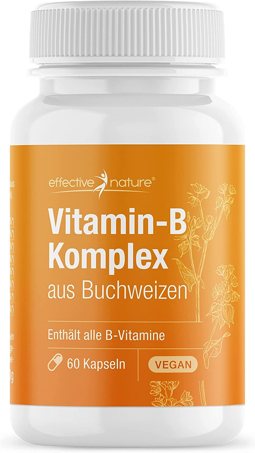 Produktbild von effective nature Vitamin B Komplex aus Buchweizen - 60 Kapseln - Vitamin B Kombipräparat mit Folsäure
