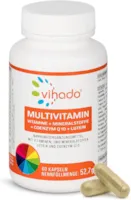 Produktbild von Vihado Multivitamin – Vitamine A-Z und Multimineral-Komplex – 26 Vitamine und Mineralstoffe hochdosiert – Nahrungsergänzungsmittel mit Q10, Zink und Tagetes Erecta – 1 Kapsel/Tag, 60 Kapseln