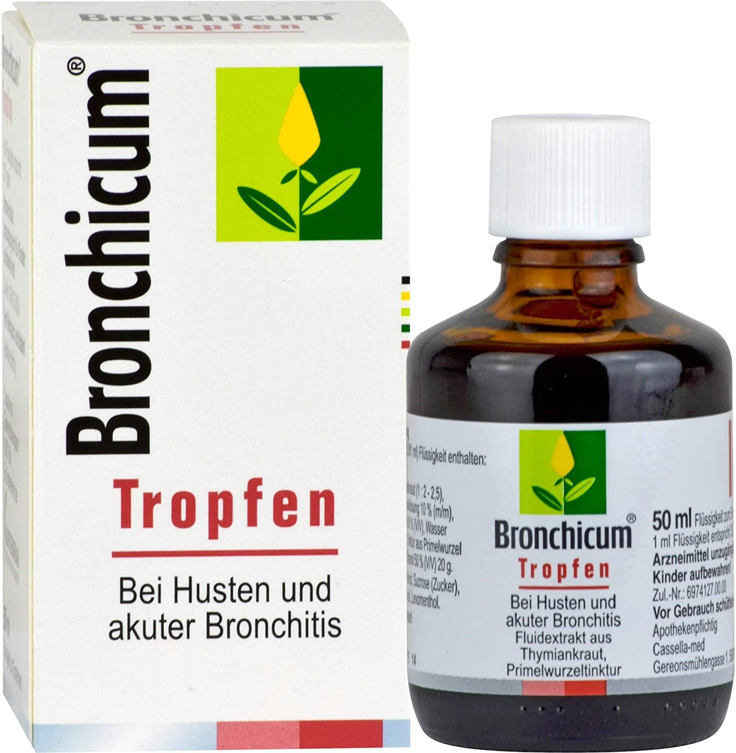 Produktbild von Bronchicum Tropfen Primelwurzeltinktur und Thymiankrautextrakt gegen Husten und Bronchitis-Symptome