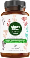 Produktbild von Bewertung BonVigo AlpenBitter 90 Bitter Kapseln mit Enzian Wermut Löwenzahn Tausendgüldenkraut Cholin unterstützt Leber Fettstoffwechsel Verdauung 12 Kräuter Formel nach Magenbitter Klosterrezept