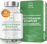 Produktbild von Bewertung AAVALABS Multivitamin Kapseln 24 Vitamin Komplex Mineralien Ashwagandha Rhodiola Rosea Vitamine A-Z hochdosiert Mineralstoffe Komplex inkl VitaminA Vitamin D3 K2 B12 VitaminC Zink Magnesium 120 Kapseln