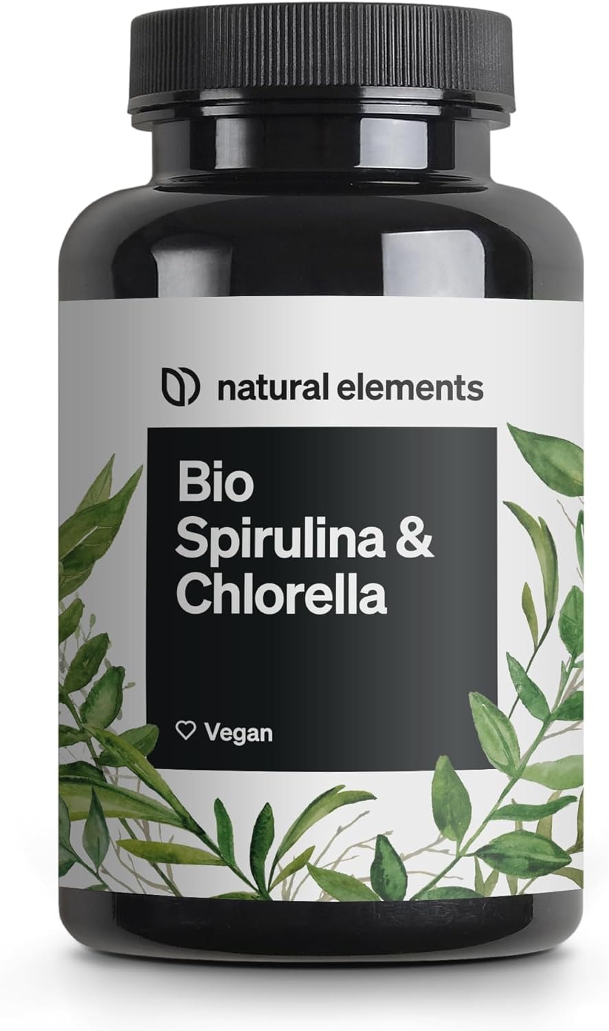 Produktbild von Bewertung natural elements Bio Spirulina & Chlorella Presslinge 500 Tabletten Zertifiziert Bio laborgeprüft ohne Zusätze hochdosiert vegan und in Deutschland produziert