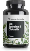 natural elements Bio Spirulina & Chlorella Presslinge 500 Tabletten Zertifiziert Bio laborgeprüft ohne Zusätze hochdosiert vegan und in Deutschland produziert