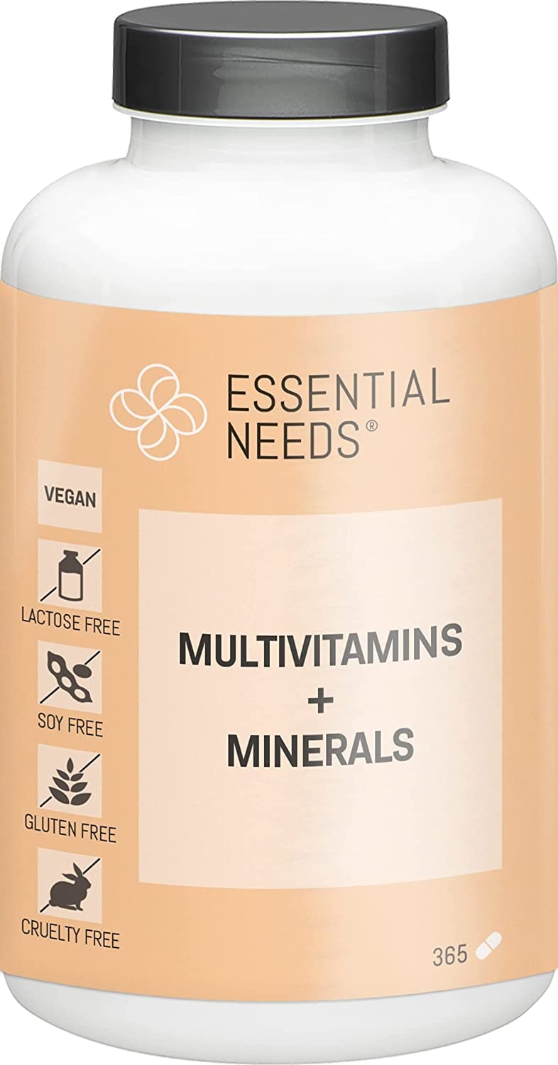 Produktbild von Essential Needs® Multivitamins + Minerals – Vegetarisch – mit Vitamin C, B1, B2, B3, B6, Biotin, Magnesium – 1 x 365 Tabletten
