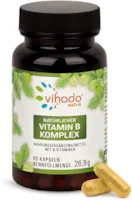 Vihado Natur Natürlicher Vitamin B Komplex – vegane B-Vitamine aus Quinoa Sprossen – hohe Bioverfügbarkeit – alle wichtigen B-Vitamine von Vitamin B1 bis B12 – 60 Kapseln