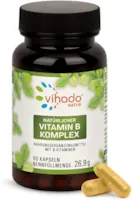Produktbild von Vihado Natur Natürlicher Vitamin B Komplex – vegane B-Vitamine aus Quinoa Sprossen – hohe Bioverfügbarkeit – alle wichtigen B-Vitamine von Vitamin B1 bis B12 – 60 Kapseln