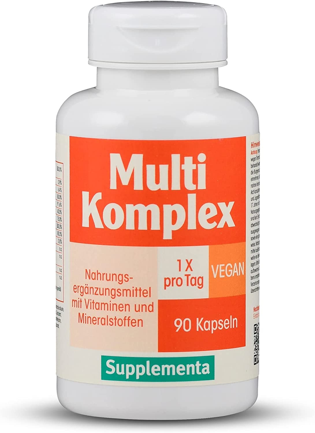 Produktbild von Supplementa | Multivitamin - hochreiner Nährstoffkomplex synergistisch aufeinander abgestimmter Vitamine, Mineralstoffe und Spurenelemente | 90 Kapseln | Vegan | Made in germany