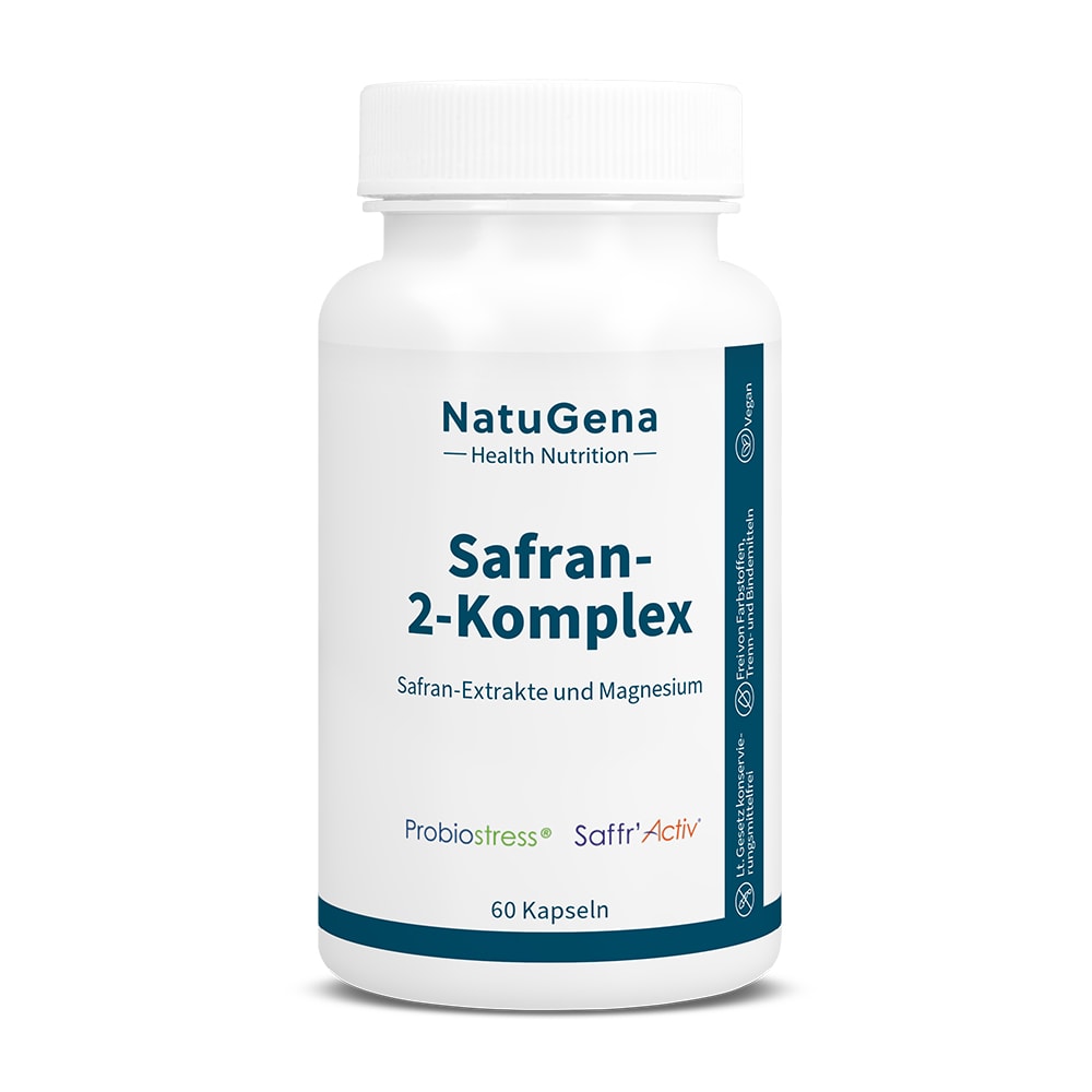 Produktbild von Bewertung NatuGena Safran 2 Komplex Safran Extrakte und Magnesium mit Markenrohstoff Probiostress™
