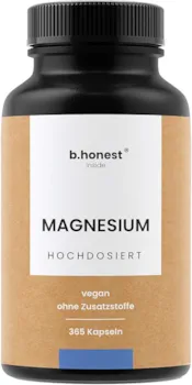 Produktbild von B.honest inside - Magnesium Kapseln - Hochdosiert - 365 Kapseln (12 Monate) - 400mg elementares Magnesium pro Kapsel - Vegan, laborgeprüft
