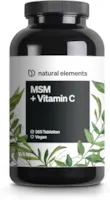 Produktbild von Bewertung natural elements MSM 2000mg natürliches Vitamin C 365 Tabletten statt Kapseln Methylsulfonylmethan hochdosiert vegan in Deutschland laborgeprüft