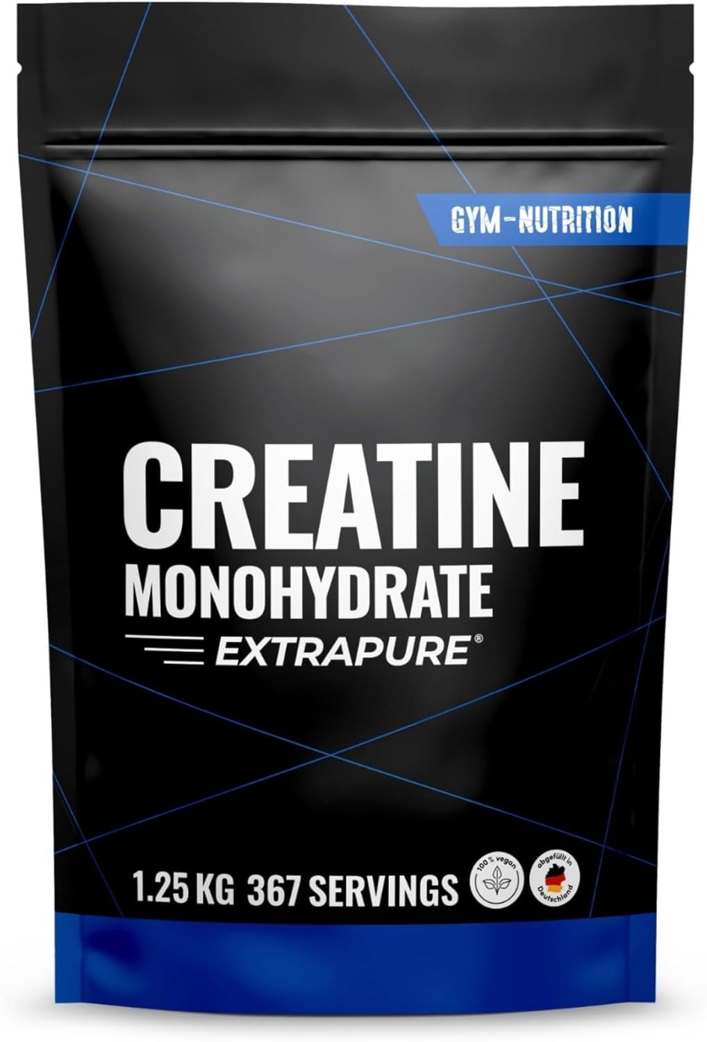 Produktbild von Bewertung Gym Nutrition Creatine Monohydrat Pulver 1,25kg Ultra Reines Kreatin Monohydrat mit Vitamin B6 Optimal Hochdosiert Extrapure Creatin Pulver Monohydrate