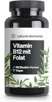 Produktbild von Bewertung natural elements Vitamin B12 180 vegane Tabletten für 6 Monate 500µg Vit B12 und 200µg Folsäure pro Tagesdosis hochdosiert ohne unnötige Zusätze in Deutschland produziert & laborgeprüft