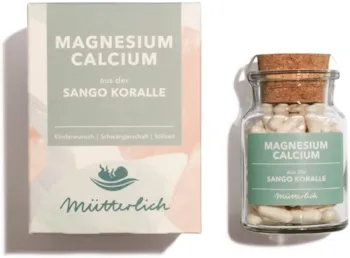 Produktbild von mütterlich - Sango Koralle | Natürliches Magnesium & Calcium | Wichtige Ergänzung zu Folsäure Tabletten bei Kinderwunsch, Schwangerschaft und Stillzeit | 100% natürlich | vegan | 120 Kapseln (1 Monat)