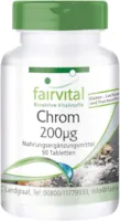 Produktbild von fairvital Chrompicolinat - 200mcg Chrom pro Tablette - Hochdosiert - Vegan - Chromium Picolinate - essentielles Spurenelement - 90 Tabletten