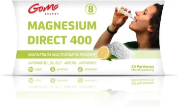 GoMo Magnesium - Vitamine - 3000mg Magnesiumcitrat, 400mg elementares Magnesium mit 8 hochdosierte Vitamine. 1 Portion täglich direkt & schnell laborgeprüft.