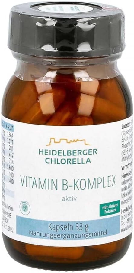 Produktbild von Bewertung Heidelberger Chlorella B-Life Vitamin B-Komplex aktiv Kapseln aktives Folat 5-MTHF als Quatrefolic hochdosiert gute Bioverfügbarkeit vegan 33 g 60 Kapseln
