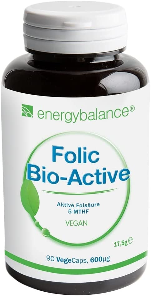 Produktbild von Bewertung EnergyBalance Folic Kapseln mit Folsäure Schwangerschaft, Kinderwunsch Vitamin B9, 5-MTHF Quatrefolic - Hohe Bioverfügbarkeit - Vegan - Qualität aus der Schweiz - 90 VegeCaps à 600 µg
