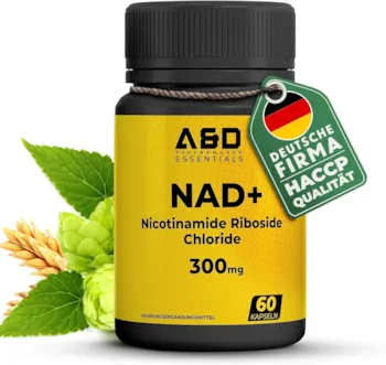 Produktbild von Bewertung A&D Performance NAD+ Nicotinamide Riboside Chloride NAD Lifter für Anti-Aging Das Original 300mg Kapseln Nicotinamid Ribosid aus natürlichem Hopfen Für gesundes Altern & mehr Energie 60 capsules