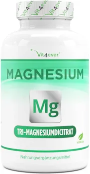 Produktbild von Vit4ever - Magnesiumcitrat - 365 Kapseln - 2250mg davon 360 mg elementares Magnesium je Tagesportion - 100% Tri-Magnesiumdicitrat ohne Zusätze - Laborgeprüft - Hochdosiert - Vegan