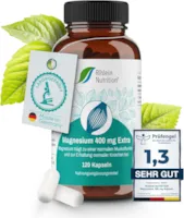 Produktbild von Bewertung R(h)ein Nutrition Magnesium 400 mg Extra Kapseln hochdosiert Nahrungsergänzungsmittel für Muskeln, Knochen & mehr 100% vegan & ohne Zusätze in Deutschland hergestellt (120 Kapseln)