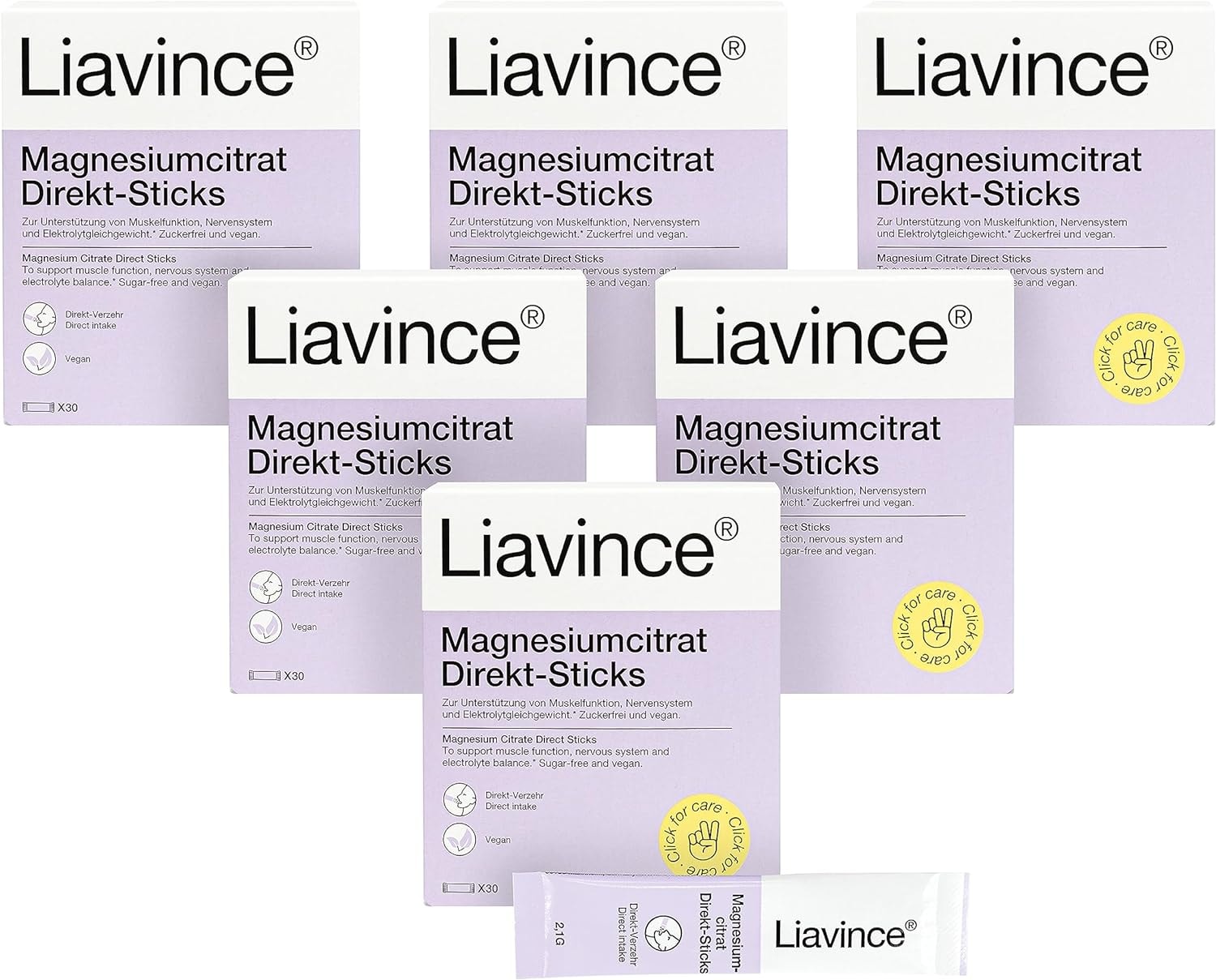 Produktbild von Bewertung Liavince Magnesiumcitrat Direkt Sticks 180 Sticks je 187,5 mg Magnesium Orangen Zitronen Geschmack Zuckerfrei Glutenfrei Laktosefrei Vegan Schnelle Magnesium-Versorgung