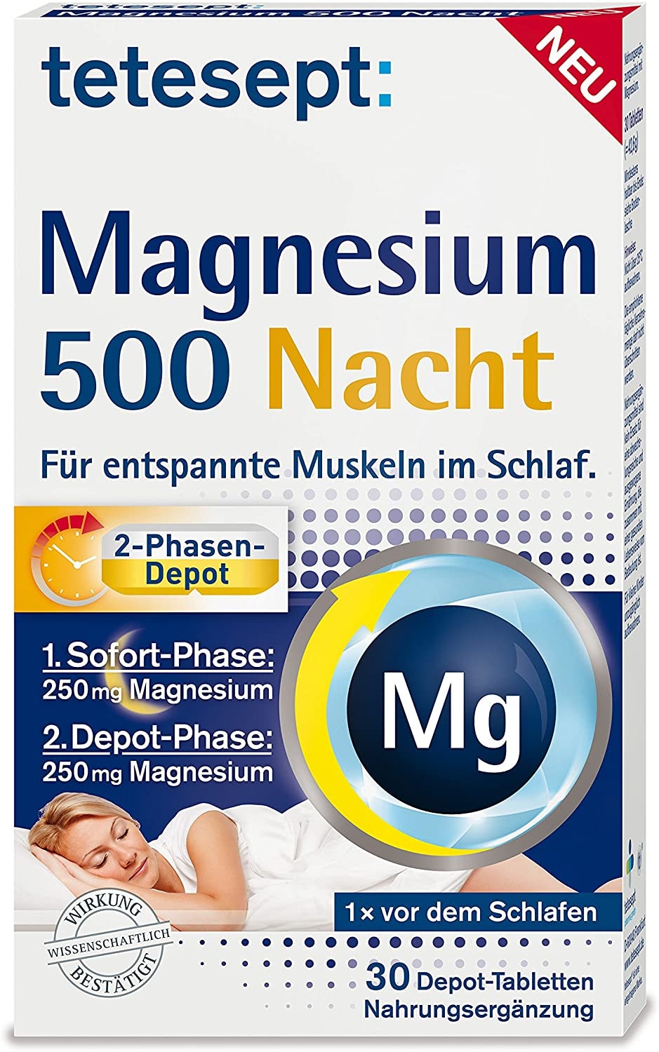 Produktbild von Bewertung tetesept Magnesium 500 Nacht