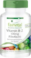 fairvital Vitamin B2 Riboflavin 100mg - HOCHDOSIERT - VEGAN - 100 Tabletten