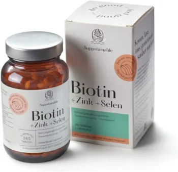 Produktbild von Suppstainable Vitamin B7 -  365 Biotin Zink Selen Tabletten | vegan | tierversuchsfrei | laborgeprüft | biotin haare | Haare Haut Nägel | Haar Vitamine | biotin tabletten haare