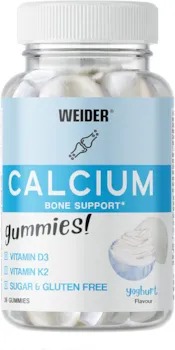 WEIDER Calcium Gummies, hochdosiert mit Vitamin K2 und D3, leckere Gummibärchen zur Unterstützung der Knochengesundheit, zuckerfrei, Gummibonbons mit Joghurtgeschmack, 18 Portionen