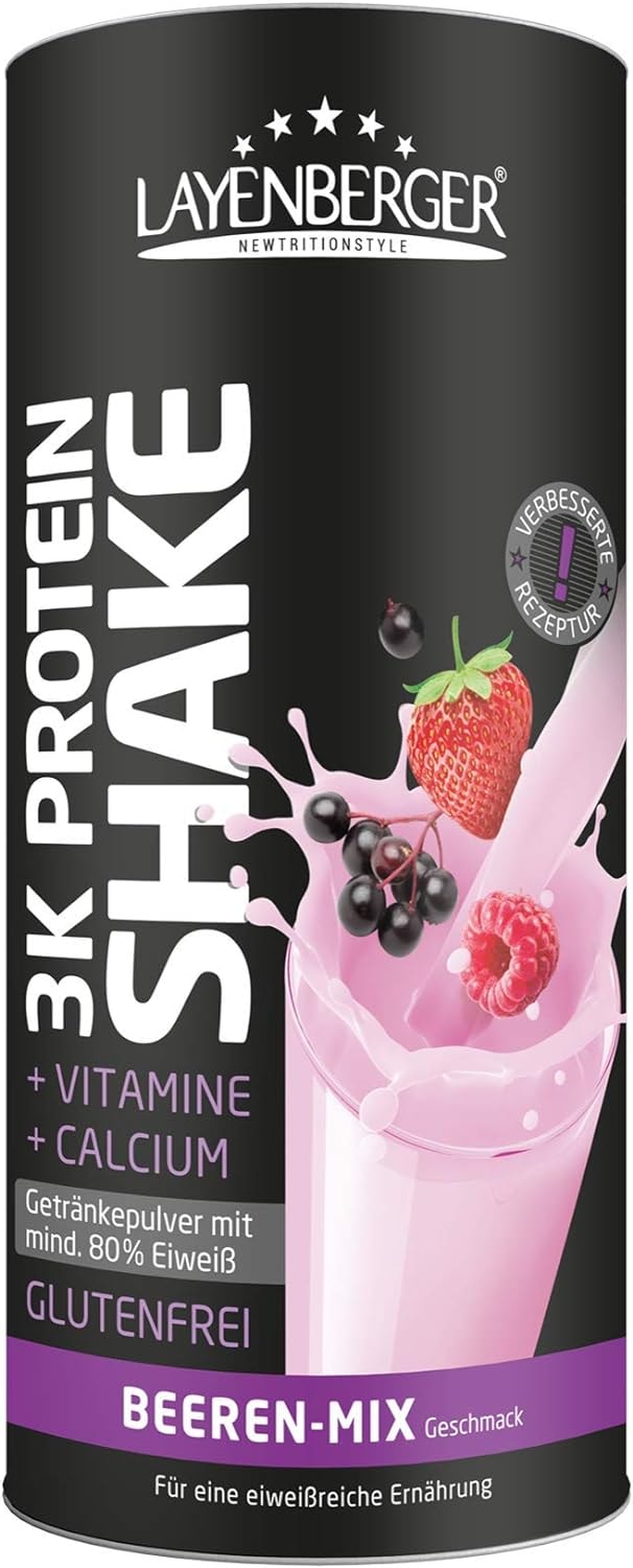 Produktbild von Bewertung Layenberger LowCarb one Proteinpulver mit L-Carnitin und Vitamin B6 3K Protein mit Beeren Mix Geschmack 360g