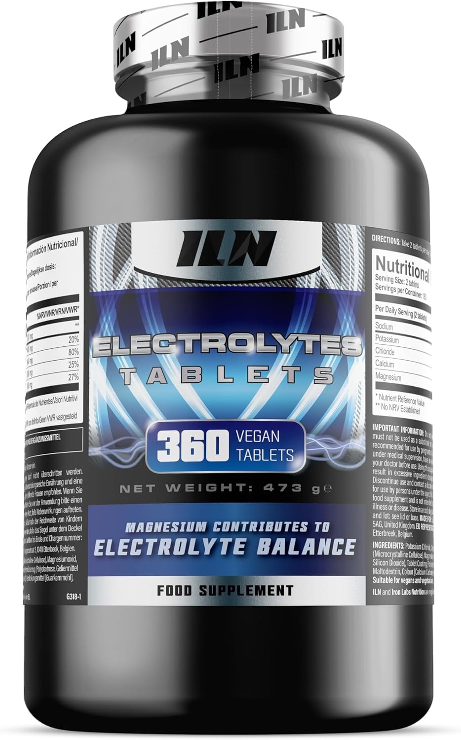 Produktbild von Bewertung Iron Labs Nutrition Elektrolyte Tabletten 360 Tabletten electrolytes Hydration Komplex 1500 mg elektrolyte ohne zucker zuckerfrei Keto vegan vegetarisch