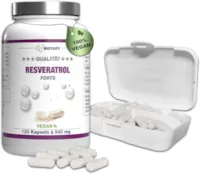 Produktbild von Bewertung BIOTARY Resveratrol 120 Kapseln 500 mg 4 Monate Vorrat Inclusive Pillenbox laborgeprüft vegan 98% Trans-Resveratrol aus japanischem Staudenknöterich Wurzel-Extrakt ohne Magnesiumstearat