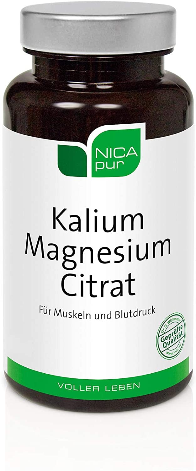 Produktbild von NICApur Kalium Magnesium Citrat I mit den Mineralstoffen Kalium und Magnesium in gut bioverfügbaren organischen Citratverbindungen I Reinsubstanz ohne Zusatzstoffe I 60 Kapseln