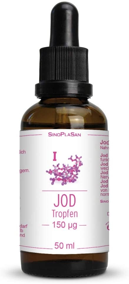 Produktbild von Sinoplasan - Jod Tropfen 150 µg - 50 ml - 1100 Tropfen - alkoholfrei und vegan - SinoPlaSan AG